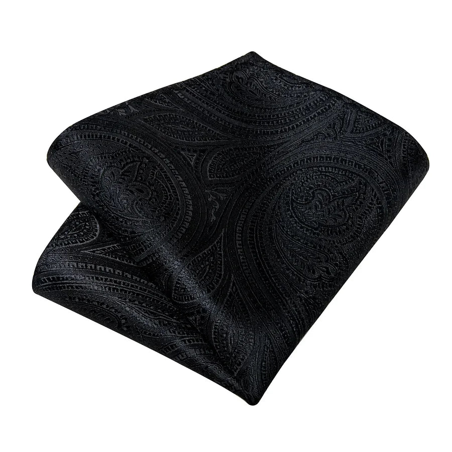 Black Paisley mens silk tie 7680