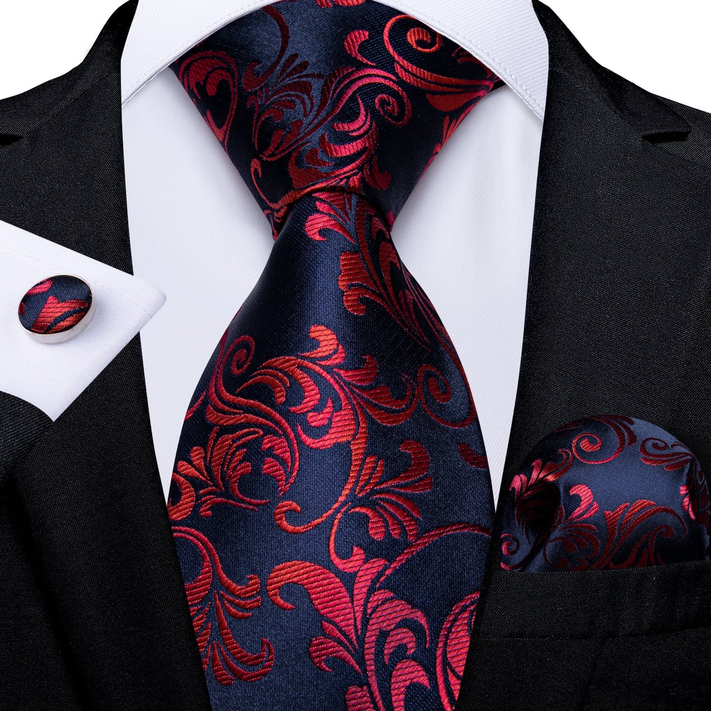7385 Blue/Red Paisley mens silk tie