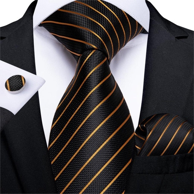 Black/Gold Striped silk tie 7331