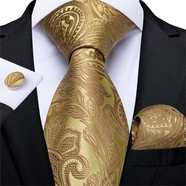 Deep Gold Paisley Silk Tie 7282