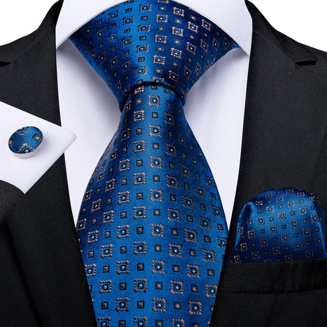 7261 Blue/square/ Dot Mens silk tie