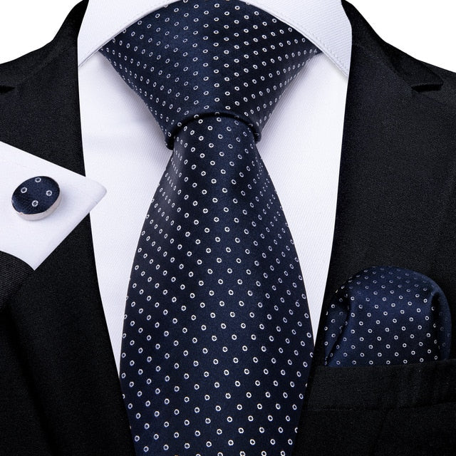 7148 Blue/white Dot/Mens silk tie