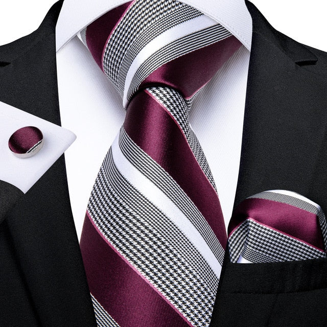 Purple/Black stripe Mens silk tie 7337